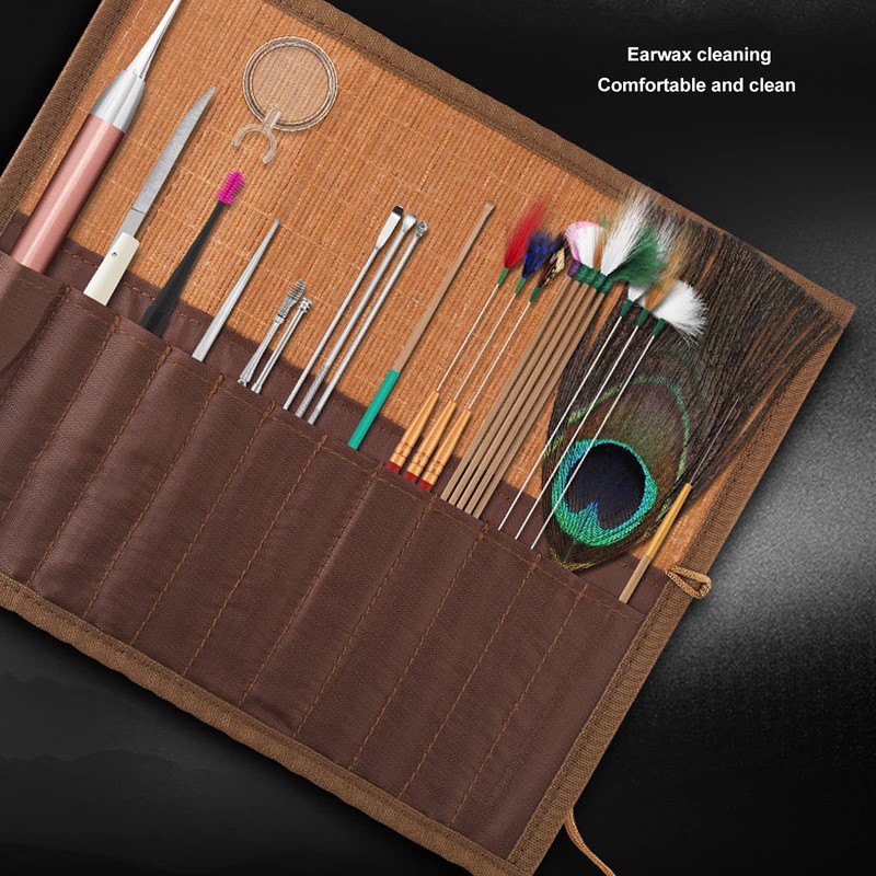 7pcs Ear Cleaning Tool Set with Bamboo Mat, Deep Cleaning