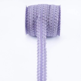 One Roll 16 Yards 3/4'' Picot Edge Stretch Lace, Frilly Edges Elastic Webbing,Lace for Headbands (Lavender)