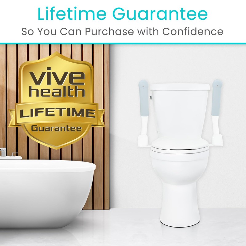 Vive Toilet Safety Rail with Handles - Handicap Grab Bar