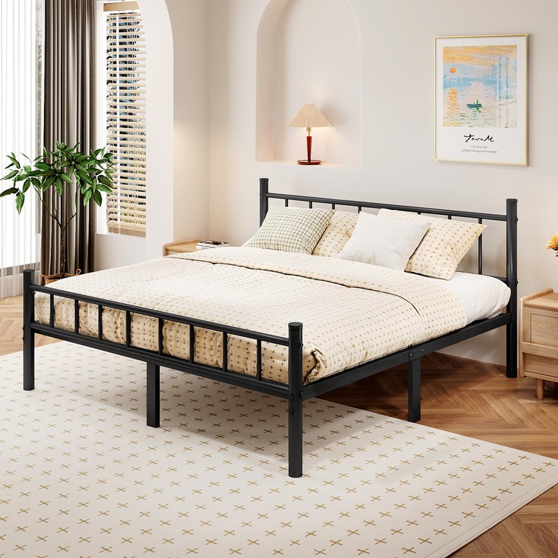 zizin Full Size Metal Bed Frame with Headboard & Footboard