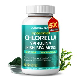 NESSARIT Chlorella, Spirulina, Irish Sea Moss, Moringa & Chlorophyll – Support Energy, Vitality & Antioxidants – 180 Capsules – Made in USA