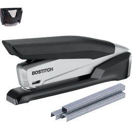 Bostitch Office Executive 3 in 1 Stapler, Includes 210 Staples and Integrated Staple Remover, One Finger Stapling, No Effort, 20 Sheet Capacity, Spring Powered Stapler, Black/Gray (INP20)