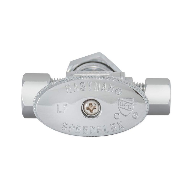 Eastman Quarter-Turn Dual Outlet 3-Way Stop Valve, 3/8 x 1/4