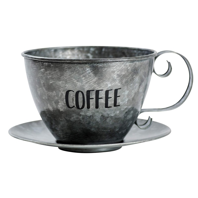 Boston Warehouse 35627 - Taza y platillo, metal galvanizado