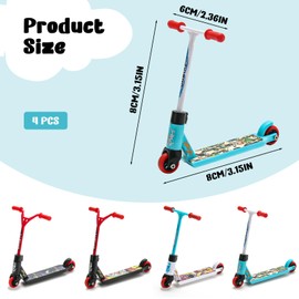 BakeWhiz Finger Scooter 4PCS Tech Deck Scooter Plastic Cute Mini Two Wheel Teck Deck Finger Skateboards for Party Favors/Finger Training Sports/Interactive Novelty Party Birthday Gifts/Finger Boards