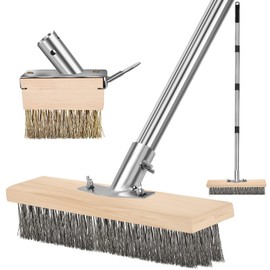 Metal Cleaning Brush, Moss Brush for Rough Surface with Long Handle, Floor Concrete Scrub Stiff Bristle, a Crack Weeder for Moss, Tough Stains on Concrete Grout Garden Garage Patio Pool