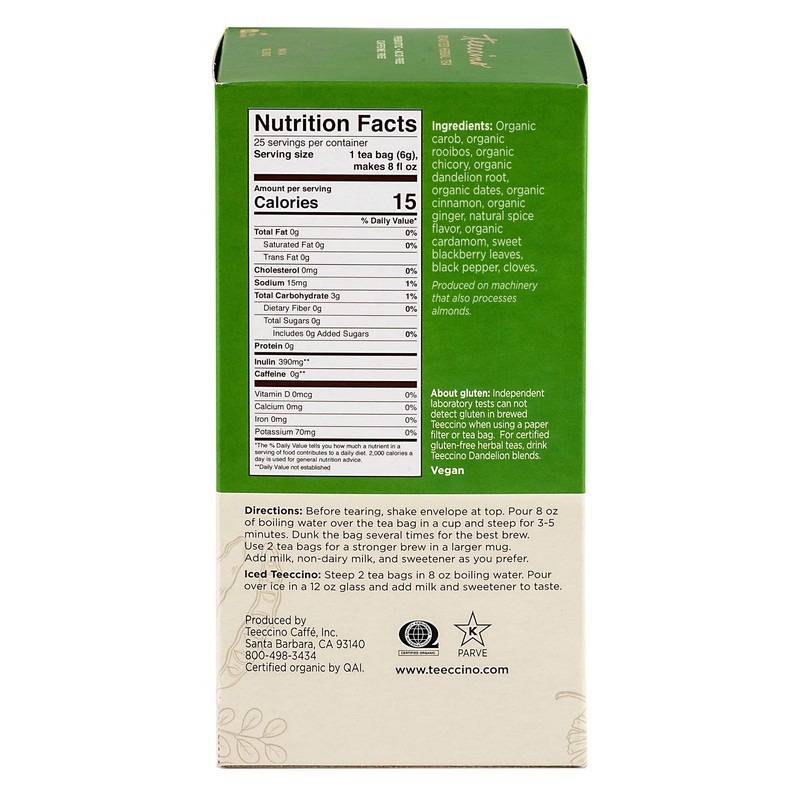 Teeccino Herbal Tea – Maya Chai – Rich & Roasted