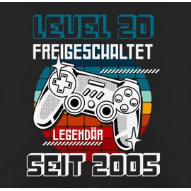 Cushion Cover - 20th Pillow - Gifts 20th Birthday Gift Idea - Level 20 Unlocked Legendary Since 2005-50 x 50 cm - Black - Years 20s Twenty Gift Man Year Old 20th Birthday For