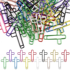 50 PCS Multicolored Cross Paper Clips – 1.34" x 0.8" Cute Christian Journaling & Bible Paper Clips Study Supplies, Ideal for Bookmarks, Notes & Gifts