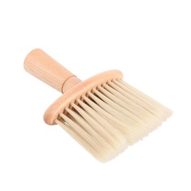minkissy Hair Cutting Kit Barber Neck Duster Brush Hair Salon Brush Broken Hair Removal Tool Design Beige Wooden Handle