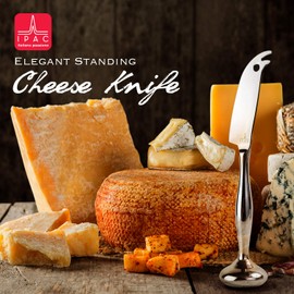 Standing Knife Stainless Steel Cheese Cutter - Designed in Italy w/Serrated Slicer Blade