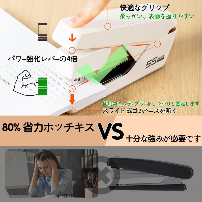 deli Stapler 80% Labor Saving Stapler, 55 Sheet Binding Stapler,