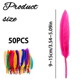 Thyonta 50 PCS Colorful Feathers - Craft Feathers for Crafts丨Natural Goose Feathers for DIY Dream Catcher Carnival 18-20cm