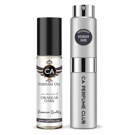 CA Perfume Duo Impression of Drakkar Dark For Men Perfume Layering Set Mens Cologne Long Lasting Travel Size EDP + Body Oil Roll-On Bottle 0.27 Fl Oz+0.33 Fl Oz