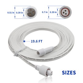 19.6FT Extension Cable for Govee Permanent Outdoor Lights, IP68 Waterproof 3-Pin Power Cord, Compatible with H705A H705B H705C H706A H706B H706C, Outdoor Dots String Light Extension Wire