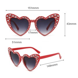 Doukesh Heart Sunglasses Women, Heart Glasses Rhinestone Sunglasses, Heart-Shaped Party Sunglasses, UV400 Sunglasses Women, Sunglasses Heart Shape, Fashion Sunglasses, Bling Rhinestone Sunglasses