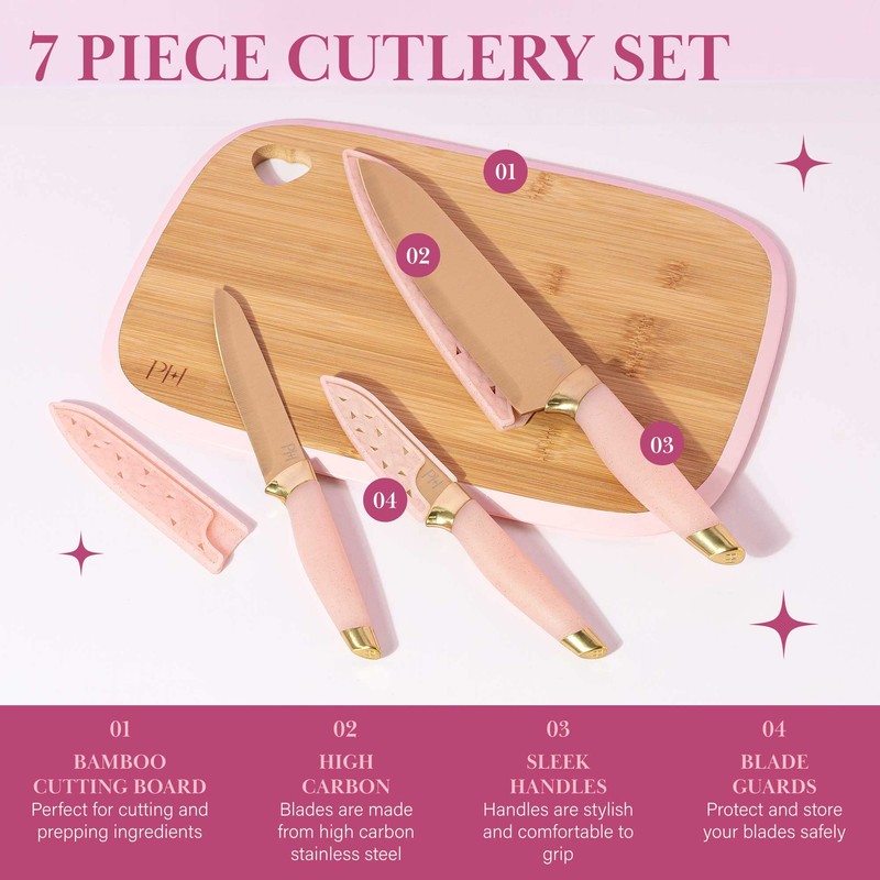 Paris Hilton Reversible Bamboo Cutting Board and Cutlery Set with