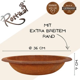 Rostikal Vintage Decorative Bowl Round Diameter 36 cm Patina Garden Decoration Flower Bowl Decorative Bowl Made of Metal
