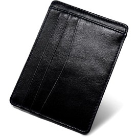 UndMou Men's Thin Card Case, Card Holder, Slim and Compact, Women's, Genuine Leather, Inner Card Case, Black