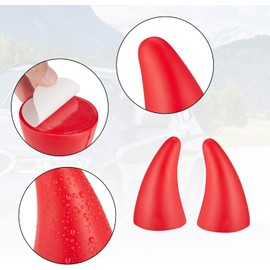 2 Pcs Ornaments Helmet Stickers car roof Decor car Decor Car Styling Devil Horn 3D Interior The roof (RED)