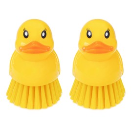 GTOTd Cute Ducky Washing Dish Brush (2 Packs) Kitchen Brush Washing Deep Clean Kitchen Brush Sink Bathroom Vegetable Brush Household Cleaning Enjoy
