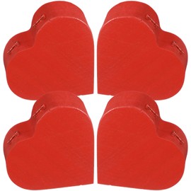 Marsui 4 Pcs Wooden Heart Shaped Box Red Valentines Heart Flower Boxes with Magnetic Hinged Lid 3.9 x 3.7 x 1.58 IN Small Wood Jewelry Treasure Chest for Storage Display Birthdays Wedding Crafts Gift