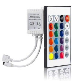 SUPERNIGHT RGB LED Strip Light Remote Controller, 24 Key IR Remote Dimmer for 12V 5050 3528 RGB LED Rope Lights (1 Port