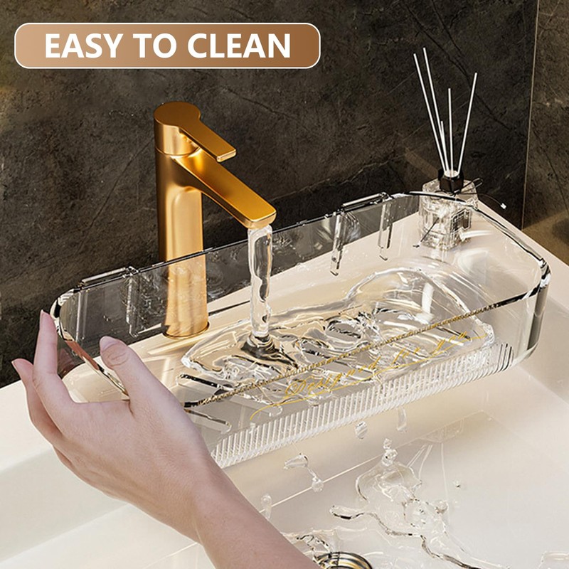 Halyuhn Acrylic Bathroom Shelves 2Pack, 14" Clear Adhesive Shower Shelves