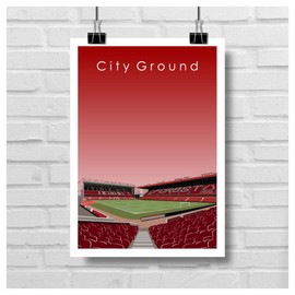 GroundDesigns NOTTINGHAM FOREST Football Gift CITY GROUND Stadium Art Unframed A3 Print NFFC