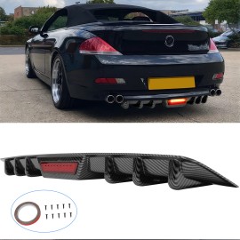 KEEPDSGN For 6 Series 650i E64 E63 M6 Carbon Fiber Rear Bumper Diffuser + LED Brake Light