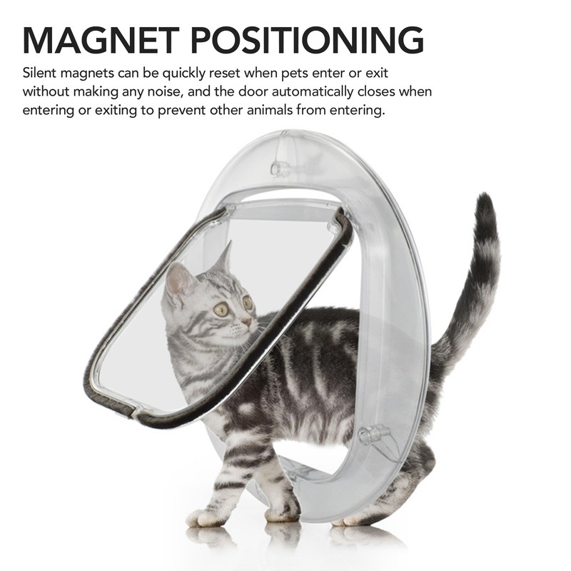 Cat Door for Interior Exterior Doors Transparent 4 Way Locks