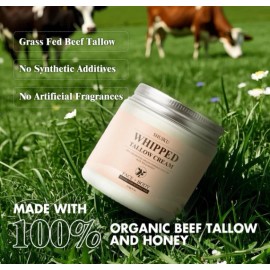 SHUIKU Whipped Beef Tallow Honey Balm - All Natural Moisturizer for Face Body Hands Ski