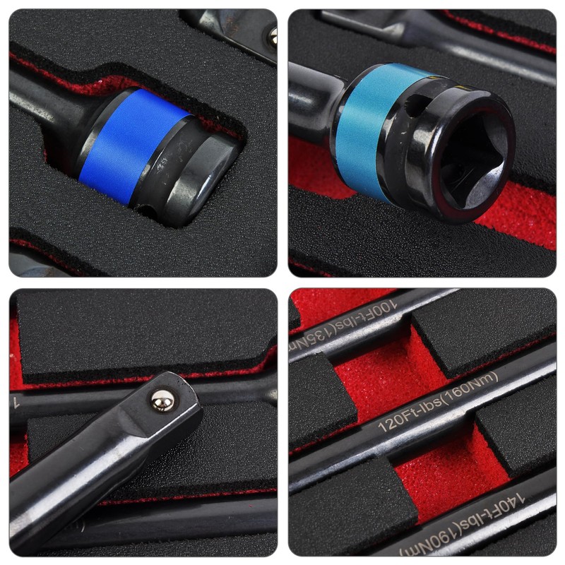 5PCS 1/2 in. Drive Torque Limiting Extension Bar Set, 65-140