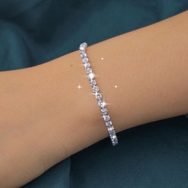 Yheakne Vintage Silber Cz Tennis Armband Dünne Strass Kette Armband Funkelnde Kristall Armband Hand Kette Kristall Cz Hand Kette Armband Schmuck Für Frauen