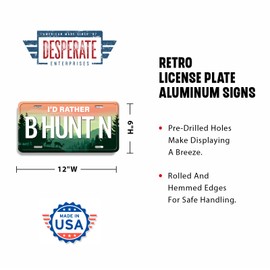 Desperate Enterprises B HUNT N Embossed Aluminum License Plate - Nostalgic Vintage Metal Wall Decor