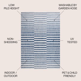 JONATHAN Y Offset Stripe Indoor Outdoor Area Rug 8X10 Ivory/Blue, Sukie Modern for Backyard, Patio, Porch, Easy-Cleaning, High Traffic, Pet-Friendly, Non-Shedding (SMB133C-8)