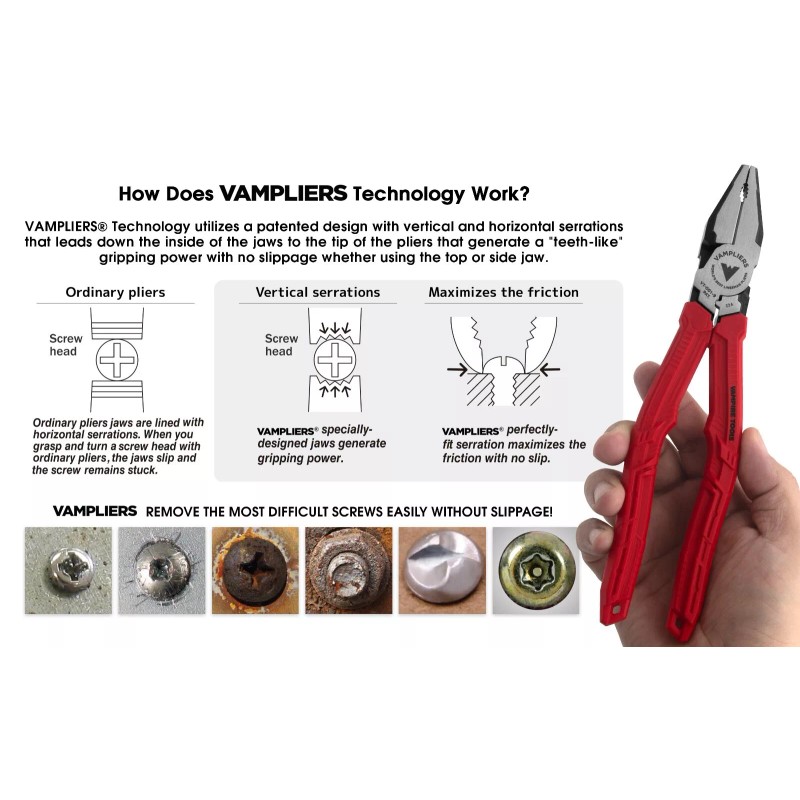 VAMPLIERS 9" Side Cutting Linemans Pliers Made in Japan Heavy