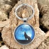 Promotech Howling Wolf Keychain - Flat Keychain Epoxy Resin Metal