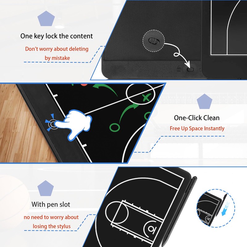 Electronic 16 inch Basketball Coaching Boards, Portable Erasable Pro Strategy
