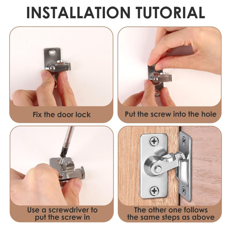 90 Degree Right Angle Door Lock Hasp Latch - Stainless