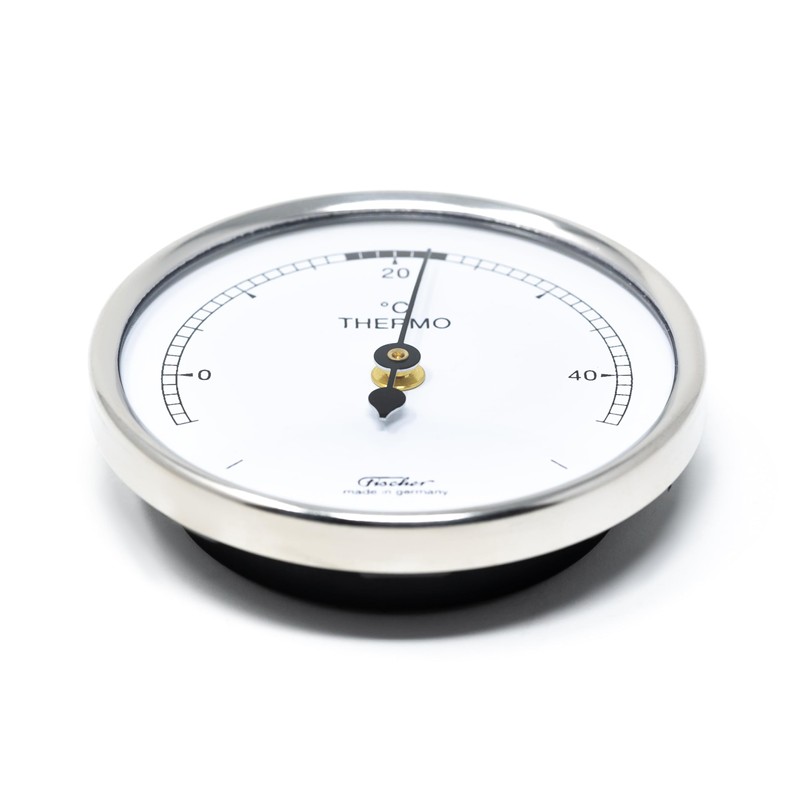 Fischer 151CR Raumthermometer - 68 mm Bimetall-Thermometer - Kunststoffgehäuse Silber