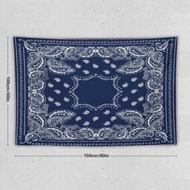 ZhiRain - Bandana para colgar en la pared, color azul marino y blanco, tapices para decoración del hogar para sala de estar, recámara, departamento, recámara de granja, 40 x 60 pulgadas