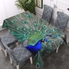 Walmsco Tablecloth Blue Green Peacock Feathers Decor For Dining Room