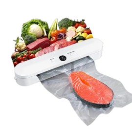 CloudPavilion Vacuum Sealer Machine，Sous Vide and Food Storage Freshness, Compact, LED Indicators with 10 Sealing Pockets(White)
