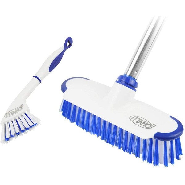 25 cm Scrubber 140 cm Adjustable Handle Scrubber Brush with Hard Bristles, Floor Brush Street Broom for Cleaning Patio, Tiles, Bathroom, Pool and Patio