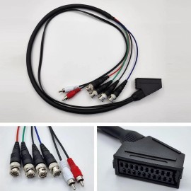 Unbranded Female RGB SCART to 4 BNC + Audio Cable Sony PVM Genesis SNES Neo Geo