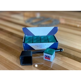 Y2PLAY Deluxe Chalk Stick Holder Pocket Chalker Pool/Billiard Cue Accessory w/One Dozen Silver Cup Tournament Green Chalk