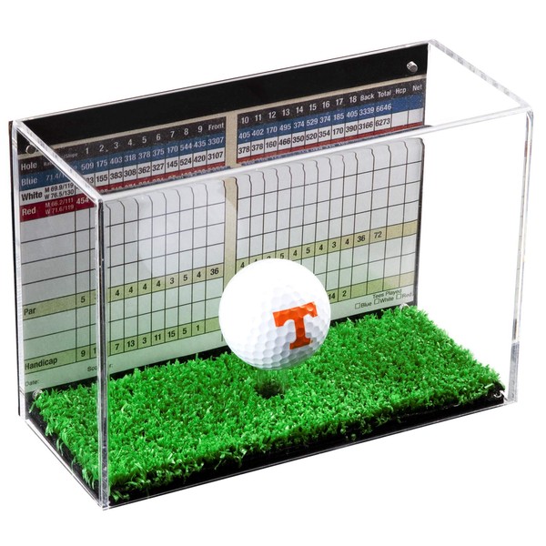Better Display Cases Clear Acrylic Single Golf Ball Display Case Black Back Turf Floor (A045-TB)