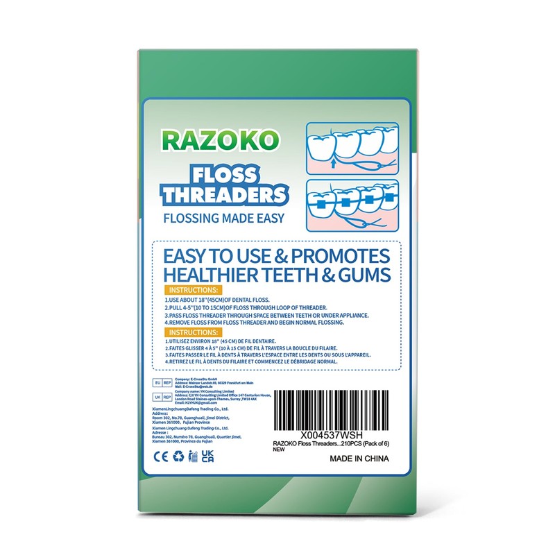 RAZOKO Floss Threaders | Dental Floss Threaders for Braces, Bridges,