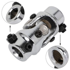 ROADFAR U Joint Universal Steering Shaft U Joint Coupler 3/4" DD * 3/4"-30 Spline Chrome Single U-Joint Shaft 83mm